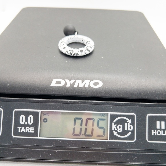 Black and White Paint Splatter Resin Ring Drop Earrings Lightweight Artsy Fun - Picture 9 of 9